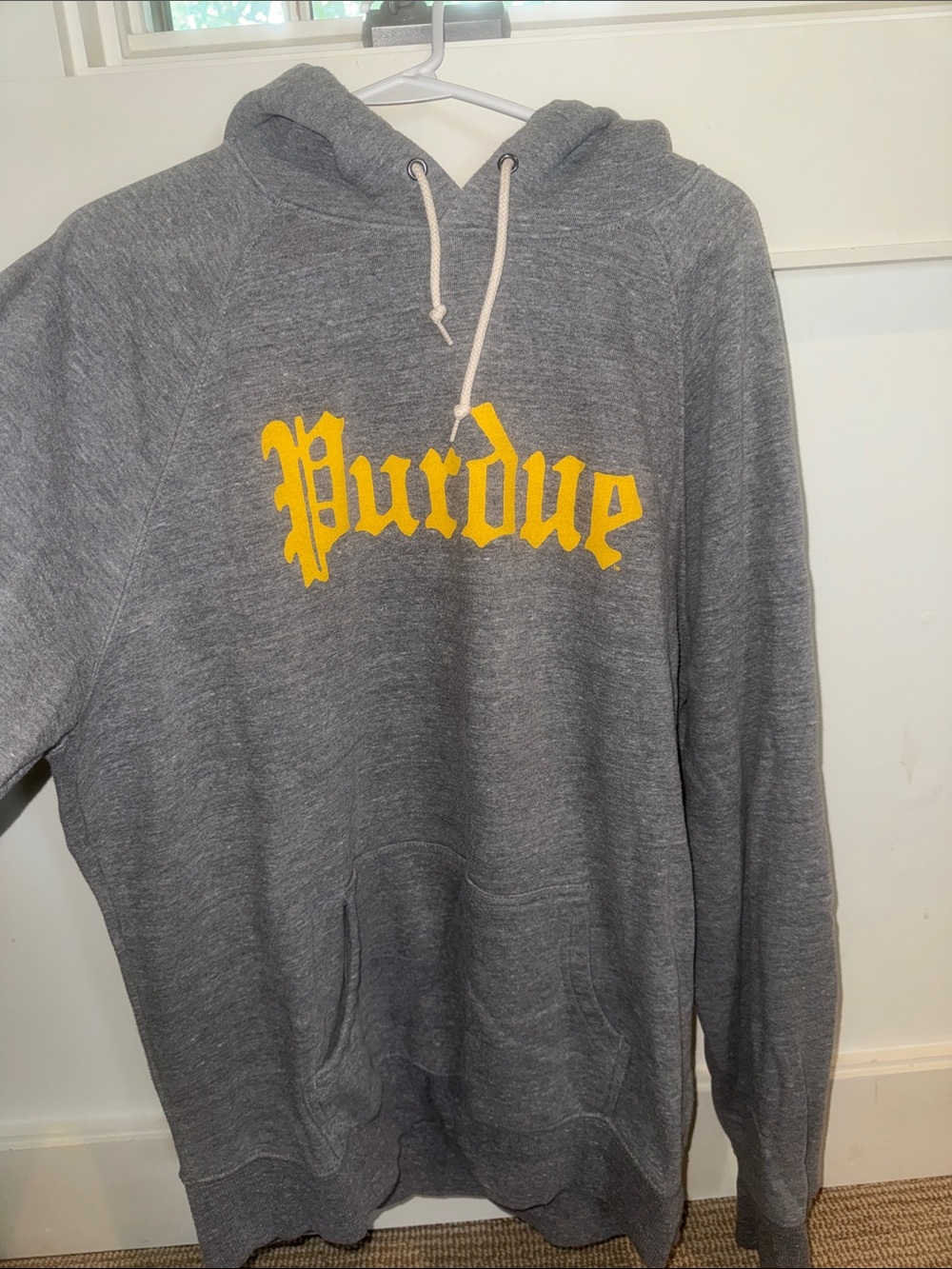 Purdue Gray Pullover Hoodie with Yellow Logo